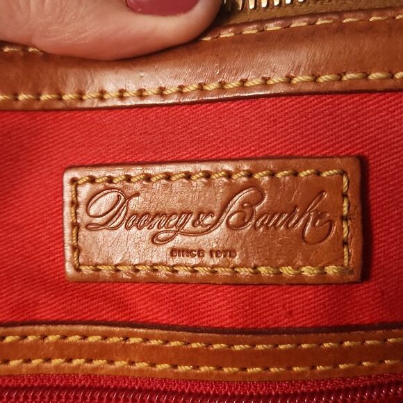 Dooney & Bourke Cream & Brown Ostrich-Inspired Leather Zip Satchel - Picture 14 of 16